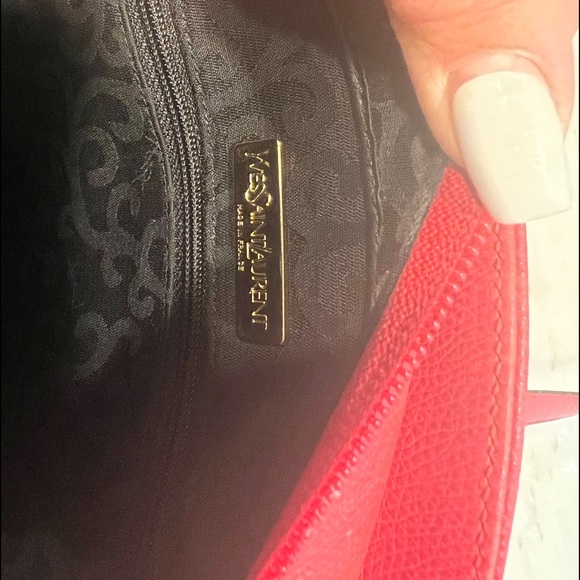 YSL Yves Saint Laurent Vintage Red Leather Arabesque hand bag! Very Rare - Picture 11 of 11